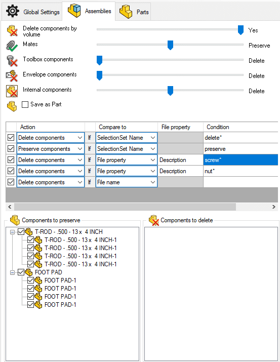 Lino-Simplify-assembly-settings